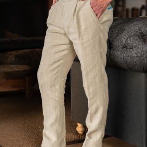 Pale Beige Linen Suit Trousers
