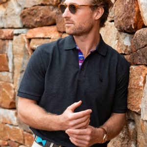 Charcoal Piqué Cotton Polo