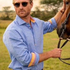 Deep Blue Cotton/Linen Shirt