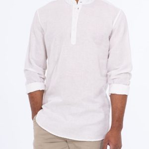 2t Cruz Tall Half Placket Linen Shirt (white)