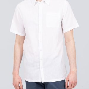 2t Short Sleeve Tall Linen Blend Shirt (white)