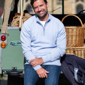 The Anga Blue Quarter Zip Jumper - Wool & Cashmere