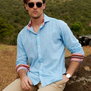 Anga Sky-Blue Linen Shirt