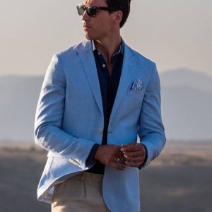 Light Blue Blazer - Linen, Wool & Silk