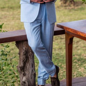 Light Blue Suit Trousers - Linen, Wool & Silk