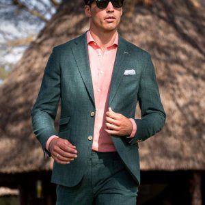 Forest Green Blazer - Linen, Wool & Silk