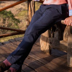 Navy Linen Suit Trousers