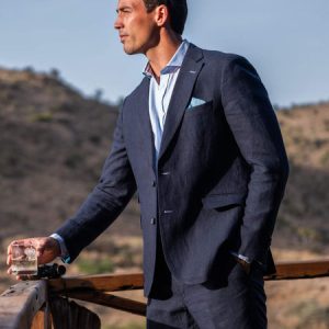 Navy Linen Blazer