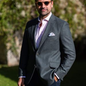 Olive Wool & Cashmere Blend Blazer