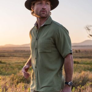 Olive Air Weave Shirt - Short Sleeve