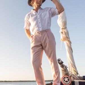 Dusty Pink Suit Trousers - Linen, Wool & Silk