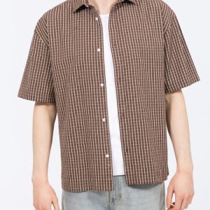 2t Tall Murdo Boxy Short Sleeve Shirt (brown check)
