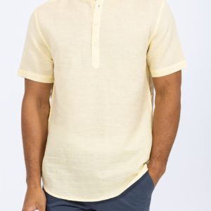 2t Cruz Tall Short Sleeve Linen Blend Shirt (lemon)