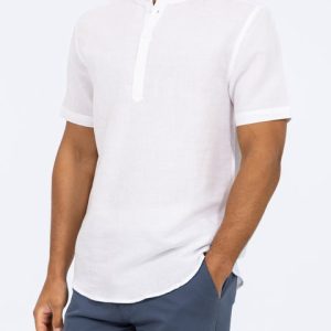 2t Cruz Tall Short Sleeve Linen Blend Shirt (white)