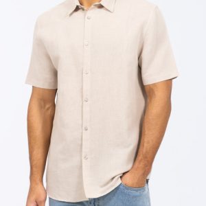 2t Tall Short Sleeve Linen Blend Shirt (stone)