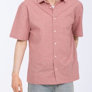 2t Tall Murdo Boxy Short Sleeve Shirt (red check)