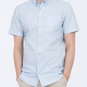 2t Tall Short Sleeve Oxford Slim Fit Shirt (sky blue)