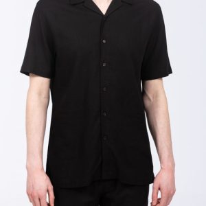 2t Tall Will Linen Blend Revere Shirt (black)