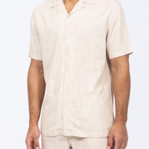 2t Tall Will Linen Blend Revere Shirt (neutral)