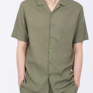 2t Tall Will Linen Blend Revere Shirt (khaki)