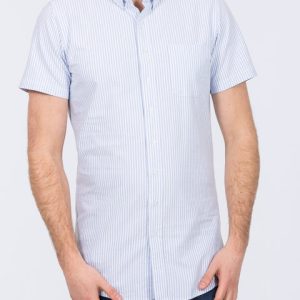 2t Slim Fit Short Sleeve Tall Shirt (light blue stripe)