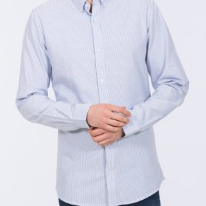 2t Logan Slim Fit Tall Oxford Shirt (pale blue stripe)