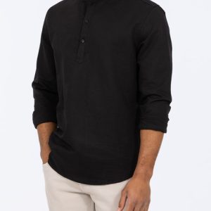 2t Cruz Tall Half Placket Linen Shirt (black)