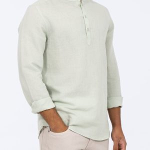 2t Cruz Tall Half Placket Linen Shirt (sage)