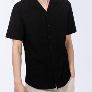 2t Daryn Tall Embroidered Jacquard Shirt (black)