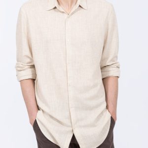 2t Tall Long Sleeve Linen Blend Shirt (natural)