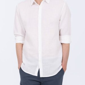 2t Tall Long Sleeve Linen Blend Shirt (white)