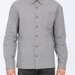 2t Tall Murray Boxy Long Sleeve Shirt (grey/navy check)