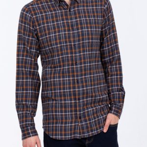 2t Slim Fit Extra Tall Checked Shirt (navy/cream)