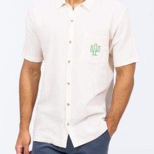 2t Grayson Tall Short Sleeve Embroidered Shirt (ecru)
