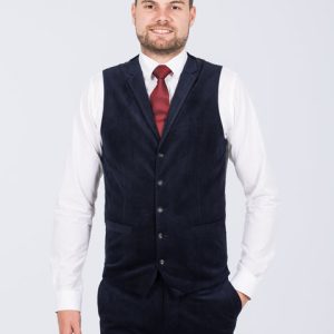 Skopes Atkinson Slim Fit Tall Cord Suit Waistcoat (navy)