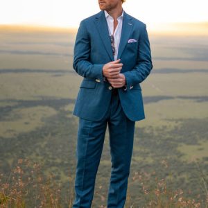 Royal Blue Blazer - Linen, Wool & Silk