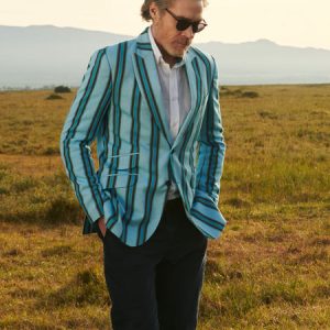 Men's Turquoise Striped Kikoy Blazer