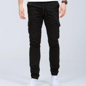 2t Dean Slim Fit Tall Stretch Cargo Trousers (black)