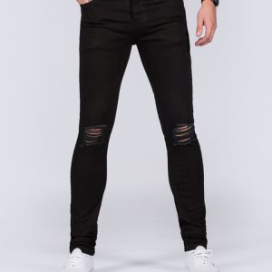 2t Connor Skinny Fit Ripped Jeans (black)