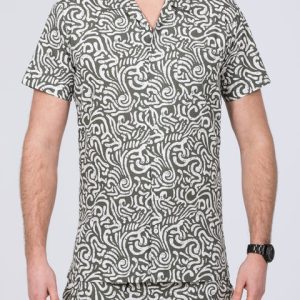 2t Slim Fit Tall Abstract Revere Shirt (light olive)