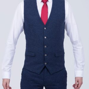 Skopes Jude Slim Fit Tall Waistcoat (navy herringbone)