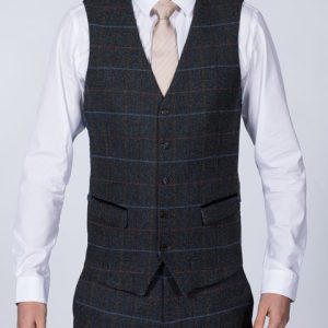 Skopes Doyle Skinny Fit Tall Suit Waistcoat (grey/blue)