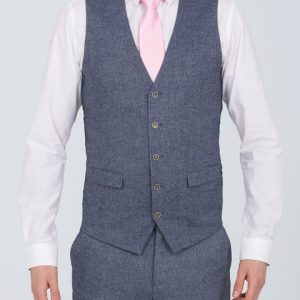 Skopes Jude Slim Fit Tall Waistcoat (blue herringbone)