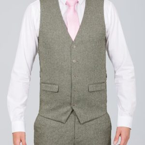 Skopes Jude Slim Fit Tall Waistcoat (sage herringbone)