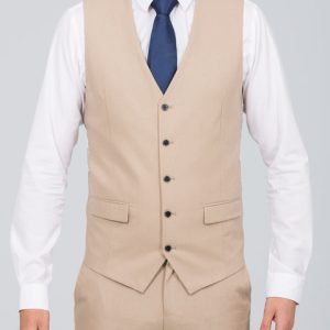 Skopes Tuscany Slim Fit Linen Blend Waistcoat (stone)