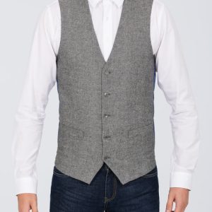 Skopes Ruthin Slim Fit Tall Waistcoat (silver tweed)