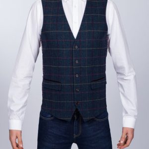 Skopes Doyle Slim Fit Tall Waistcoat (aqua/wine)