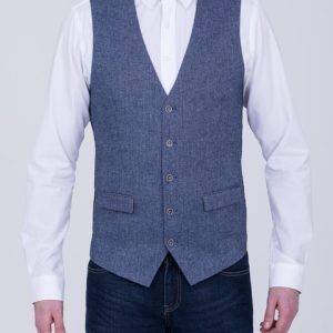Skopes Slim Fit Tall Jude Waistcoat (blue herringbone)