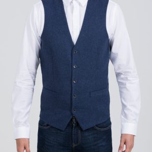 Skopes Ruthin Slim Fit Tall Waistcoat (blue tweed)