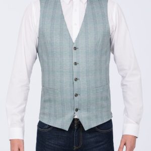 Skopes Montalvo Slim Fit Tall Waistcoat (light green check)